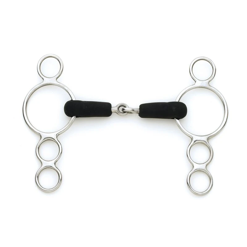 Centaur Jointed Rubber 3-Ring Gag - Stainless Steel
