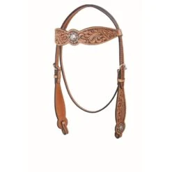 Western Rawhide Country Legend Floral And Basket Browband Headstall - Golden Tan