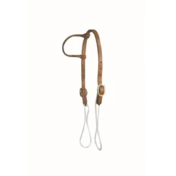 Western Rawhide Sliding Cheek Ear Headstall - Harness Leather