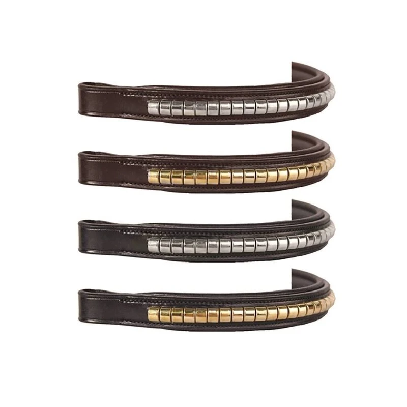 Nunn Finer Large Clincher Padded Browband - Havana/Brass