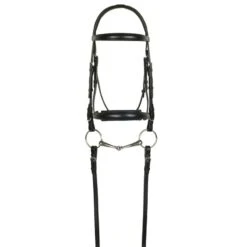 Aramas Raised Z-Shaped Padded Dressage Bridle W/SureGrip Reins - Black