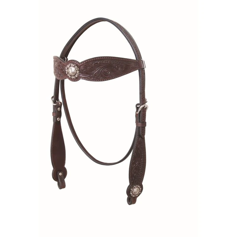 Western Rawhide Country Legend Floral And Basket Browband Headstall - Dark Brown