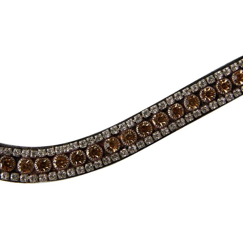 Horze Columbia Browband W/Crystals - Brown/Gold - Image 2
