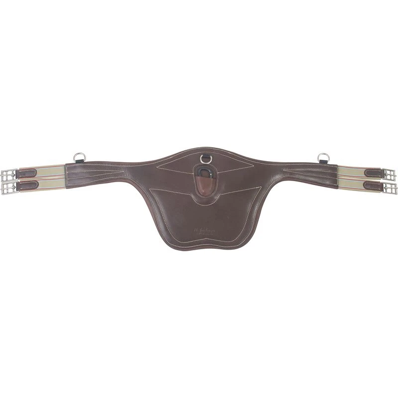 M. Toulouse Platinum Padded Leather Belly Guard Jumper Girth - Chocolate